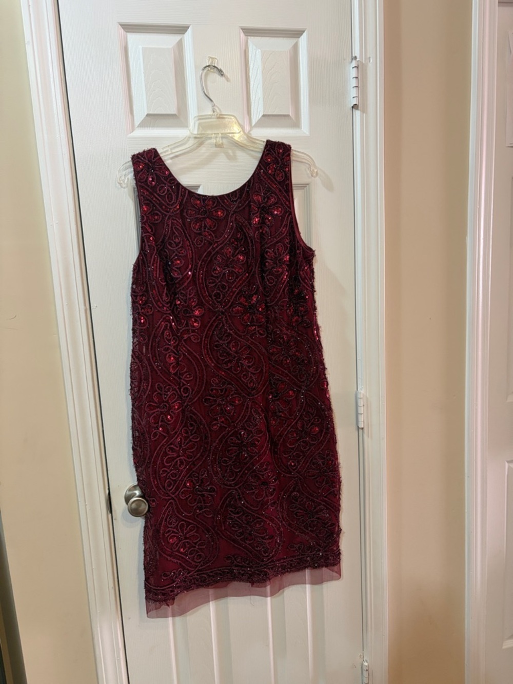SD Collection Burgundy Beaded Midi Dress